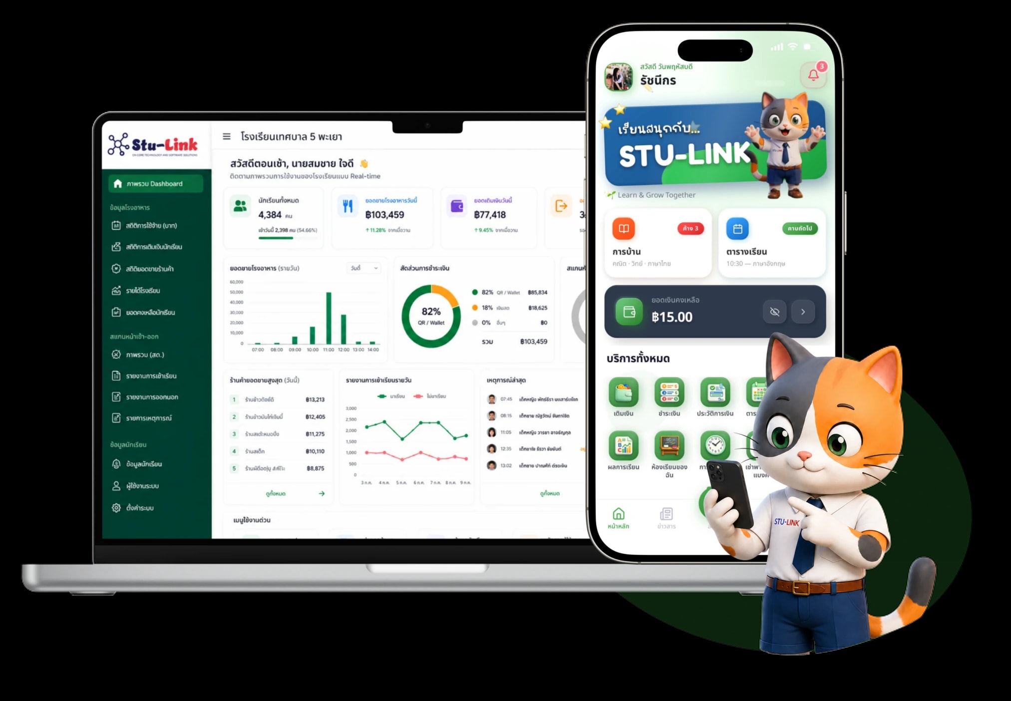 ภาพรวมแอปพลิเคชันและระบบบริหารจัดการ Stu-Link